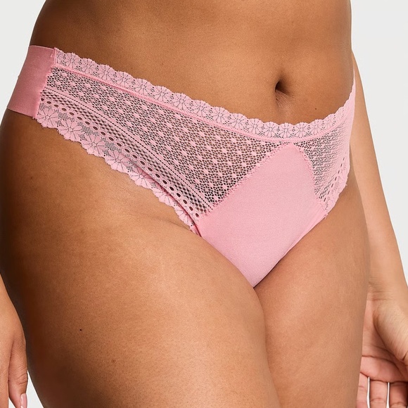 Victoria's Secret No-Show Daisy Lace Thong Panty Pink Hope Small NEW - Picture 6 of 6